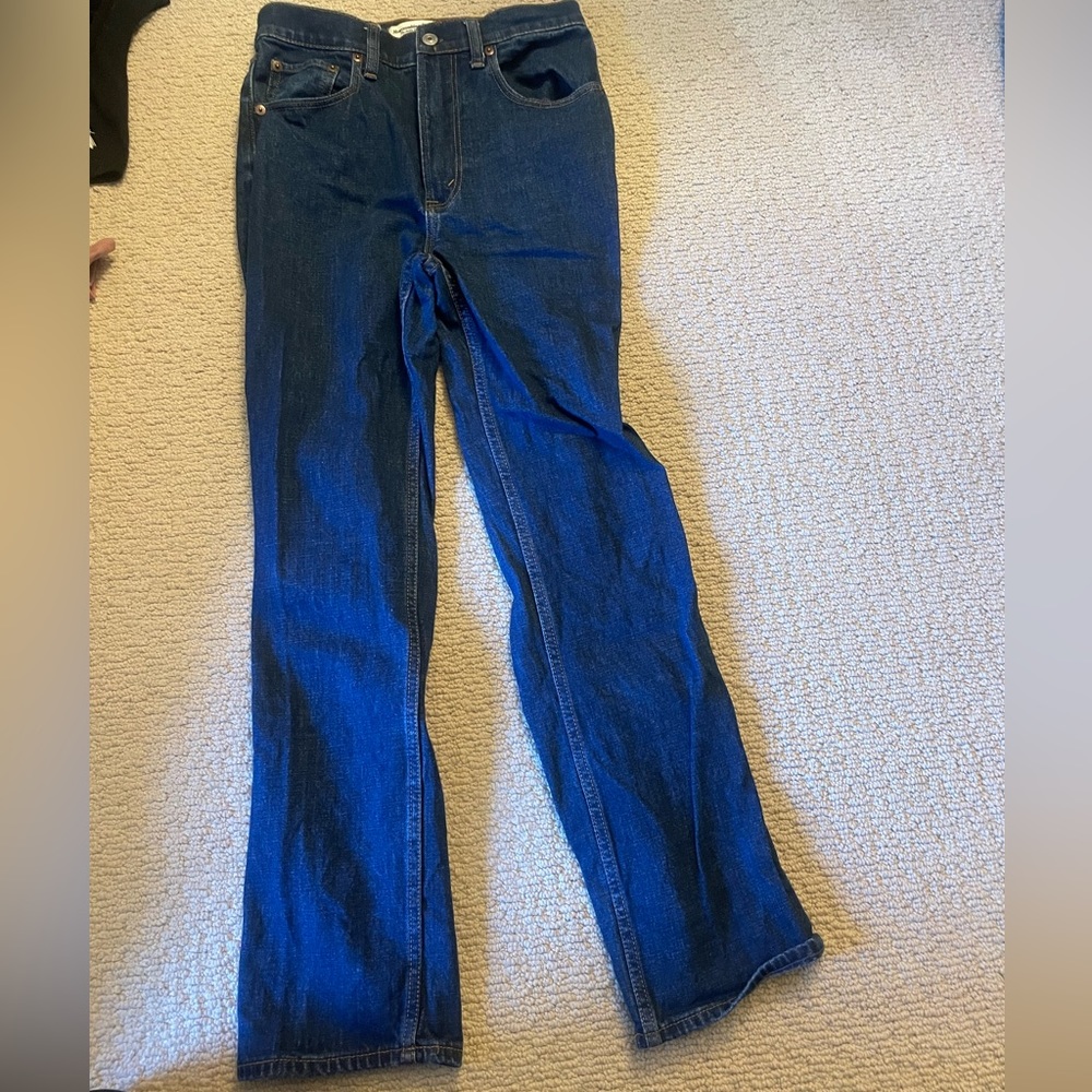 Abercrombie Dark Wash Long Ankle Straight Jean